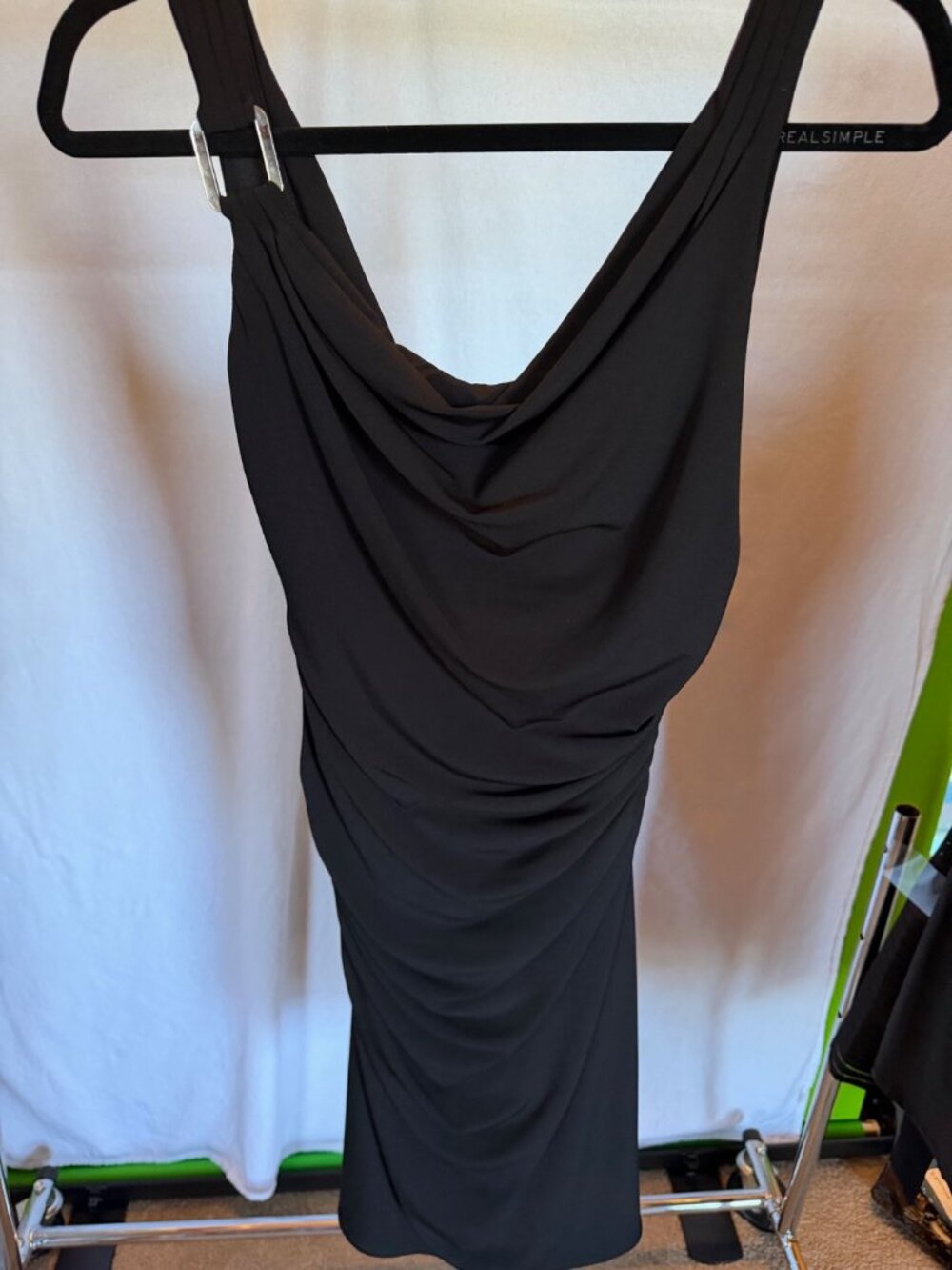 NWT Black Cowl Neck Ruched Bodycon Dress Size XS